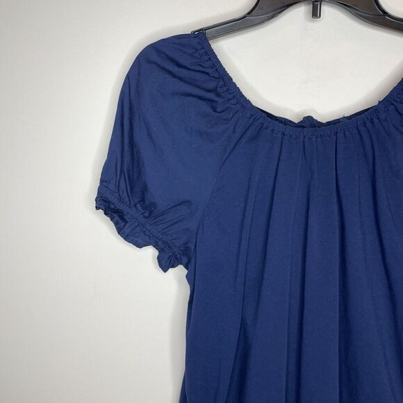 J.CREW Bow Back Top Women Medium Navy Blue 100% Cotton Loose Fit BQ131 - Picture 3 of 11